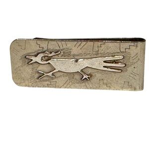 Vintage Sterling Silver Roadrunner Money Clip RB Southwestern Hand Engraved 15g